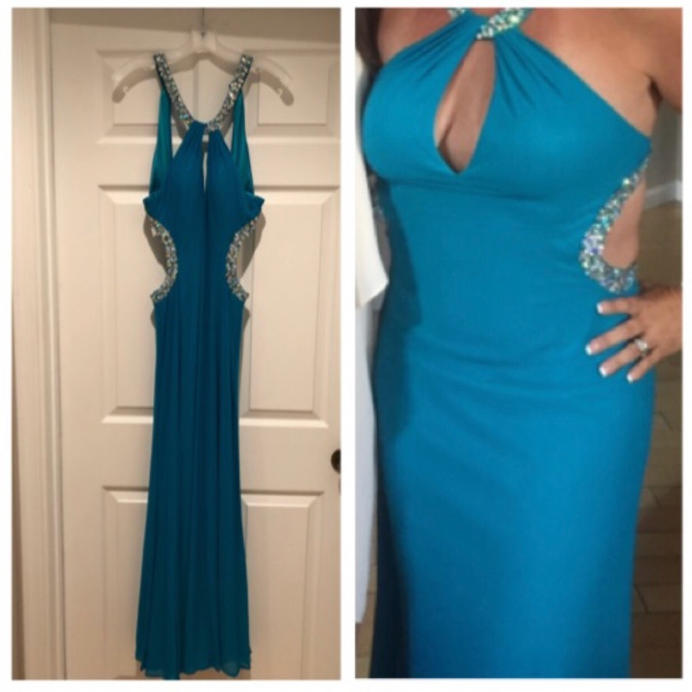 Faviana blue/teal dress size 8